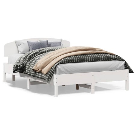 vidaXL Estructura de cama con cabecero madera pino blanco 140x200 cm
