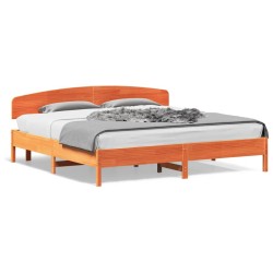 vidaXL Estructura cama con cabecero madera pino marrón cera 200x200 cm
