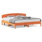 vidaXL Estructura cama con cabecero madera pino marrón cera 200x200 cm