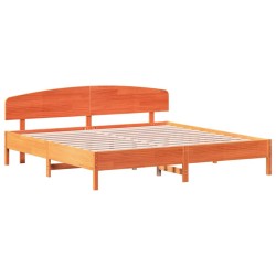 vidaXL Estructura cama con cabecero madera pino marrón cera 200x200 cm