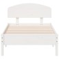 vidaXL Estructura de cama con cabecero madera pino blanco 90x190 cm vidaXL Estructura de cama con cabecero madera pino blanco 90x190 cm
