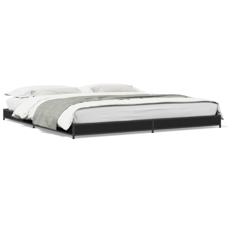 vidaXL Estructura de cama madera de ingeniería y metal negro 200x200cm vidaXL Estructura de cama madera de ingeniería y metal negro 200x200cm