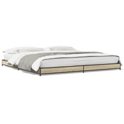 vidaXL Estructura cama madera ingeniería metal roble Sonoma 180x200 cm