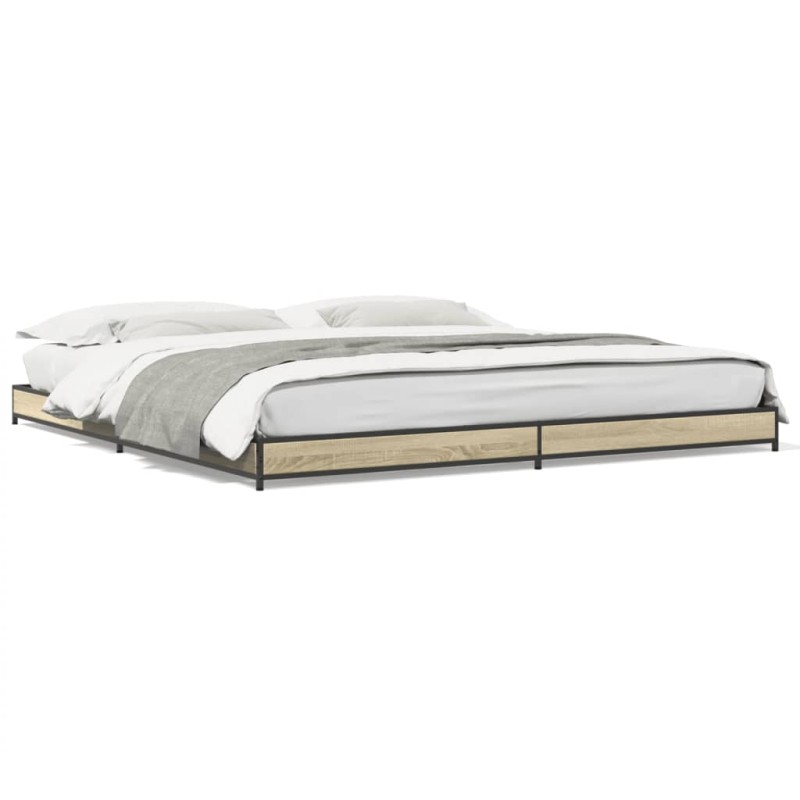 vidaXL Estructura cama madera ingeniería metal roble Sonoma 180x200 cm vidaXL Estructura cama madera ingeniería metal roble Sonoma 180x200 cm
