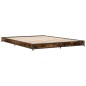 vidaXL Estructura cama madera ingeniería metal roble ahumado 120x200cm vidaXL Estructura cama madera ingeniería metal roble ahumado 120x200cm