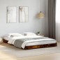 vidaXL Estructura cama madera ingeniería metal roble ahumado 120x200cm vidaXL Estructura cama madera ingeniería metal roble ahumado 120x200cm
