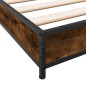 vidaXL Estructura cama madera ingeniería metal roble ahumado 120x200cm vidaXL Estructura cama madera ingeniería metal roble ahumado 120x200cm