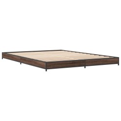 vidaXL Estructura cama madera ingeniería metal marrón roble 150x200 cm