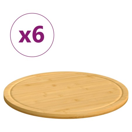 vidaXL Tablas de cortar 6 uds bambú Ø40x1,5 cm