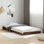 vidaXL Estructura cama madera ingeniería metal marrón roble 90x190 cm vidaXL Estructura cama madera ingeniería metal marrón roble 90x190 cm