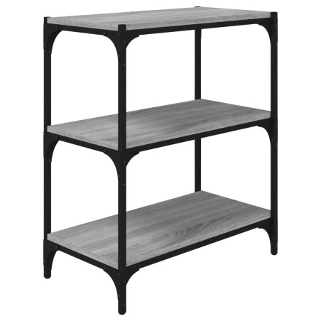 vidaXL Estantería contrachapada y acero gris Sonoma 60x33x70,5 cm