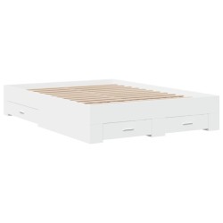 vidaXL Cama con cajones madera de ingeniería blanco 135x190 cm