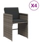 vidaXL Sillones de jardín con cojines 4 uds ratán sintético gris vidaXL Sillones de jardín con cojines 4 uds ratán sintético gris