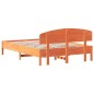 vidaXL Estructura cama con cabecero madera pino marrón cera 140x200 cm vidaXL Estructura cama con cabecero madera pino marrón cera 140x200 cm