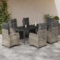 vidaXL Set comedor jardín 7 pzas y cojines ratán sintético gris claro vidaXL Set comedor jardín 7 pzas y cojines ratán sintético gris claro