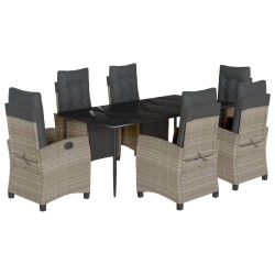 vidaXL Set comedor jardín 7 pzas y cojines ratán sintético gris claro