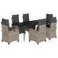 vidaXL Set comedor jardín 7 pzas y cojines ratán sintético gris claro vidaXL Set comedor jardín 7 pzas y cojines ratán sintético gris claro