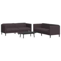vidaXL Juego de sofás 2 piezas tela marrón oscuro