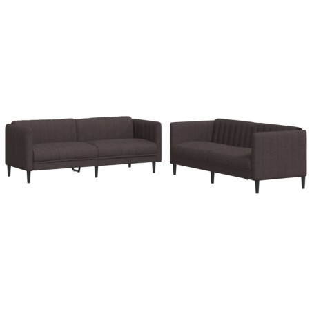 vidaXL Juego de sofás 2 piezas tela marrón oscuro