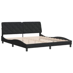 vidaXL Estructura de cama con cabecero de terciopelo negro 180x200 cm