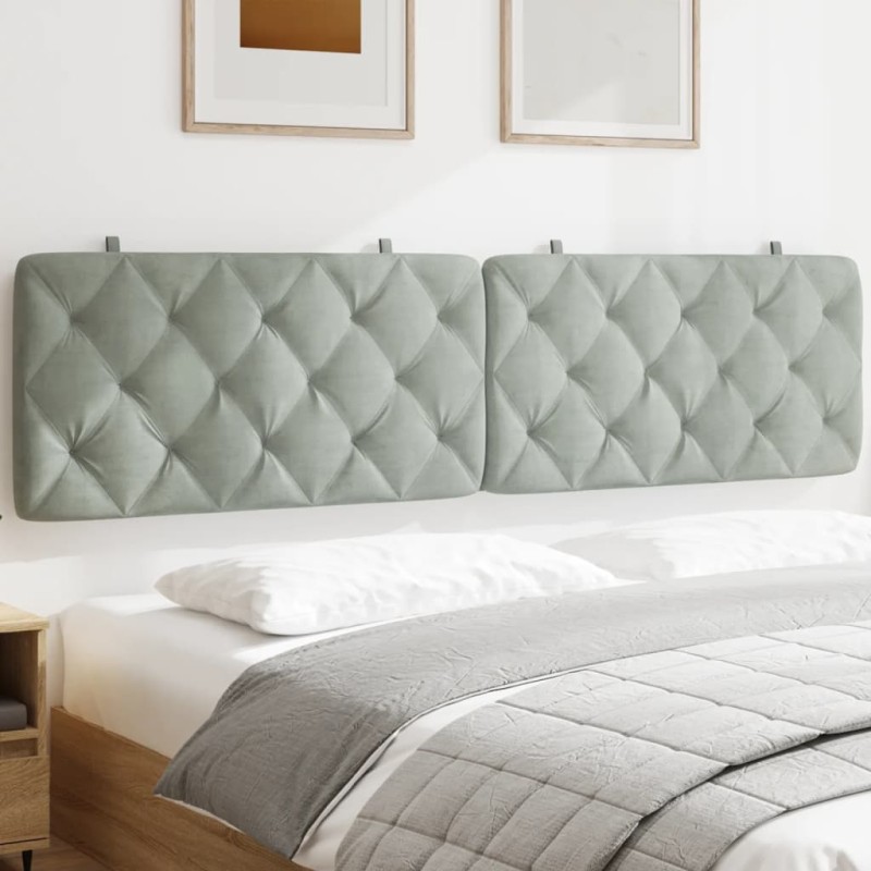 vidaXL Cabecero de cama acolchado terciopelo gris claro 200 cm vidaXL Cabecero de cama acolchado terciopelo gris claro 200 cm