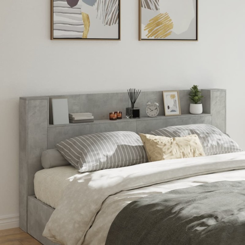 vidaXL Cabecero de cama con LED gris hormigón 200x16,5x103,5 cm vidaXL Cabecero de cama con LED gris hormigón 200x16,5x103,5 cm
