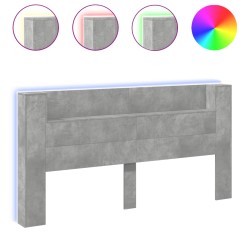 vidaXL Cabecero de cama con LED gris hormigón 200x16,5x103,5 cm