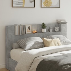 vidaXL Cabecero de cama con LED gris hormigón 180x16,5x103,5 cm