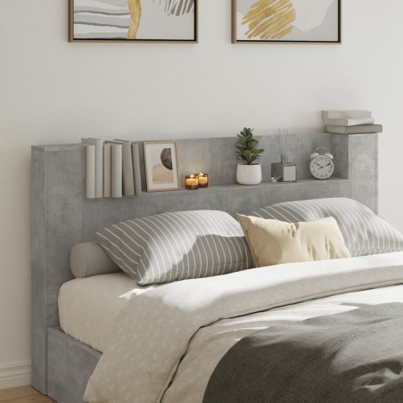 vidaXL Cabecero de cama con LED gris hormigón 180x16,5x103,5 cm