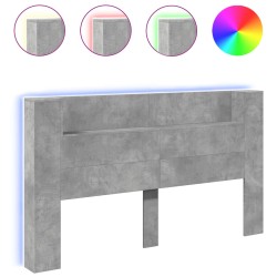 vidaXL Cabecero de cama con LED gris hormigón 180x16,5x103,5 cm