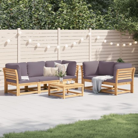 vidaXL Juego de muebles jardín 6 pzas con cojines madera maciza acacia