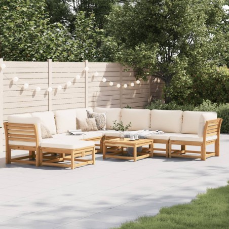 vidaXL Juego de muebles jardín 9 pzas con cojines madera maciza acacia