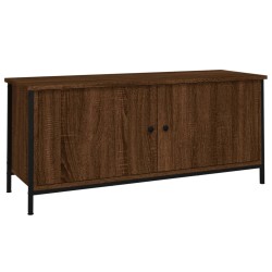 vidaXL Mueble TV con puertas contrachapada marrón roble 102x35x45 cm