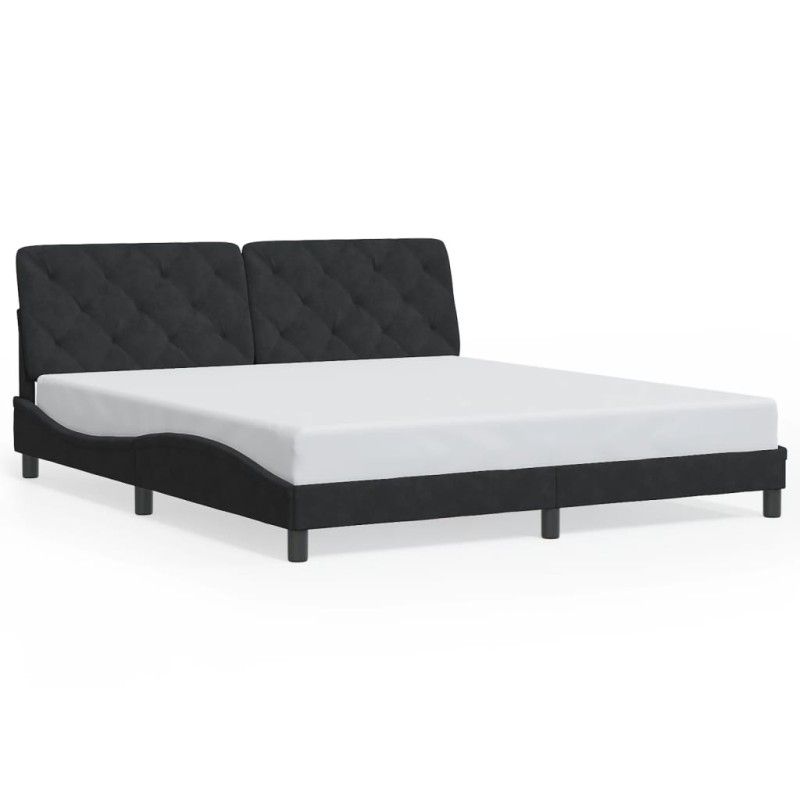 vidaXL Estructura de cama con cabecero de terciopelo negro 180x200 cm vidaXL Estructura de cama con cabecero de terciopelo negro 180x200 cm