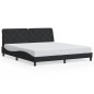 vidaXL Estructura de cama con cabecero de terciopelo negro 180x200 cm vidaXL Estructura de cama con cabecero de terciopelo negro 180x200 cm