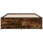 vidaXL Estructura cama madera ingeniería metal roble ahumado 120x200cm vidaXL Estructura cama madera ingeniería metal roble ahumado 120x200cm
