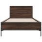 vidaXL Estructura cama madera ingeniería metal marrón roble 90x190 cm