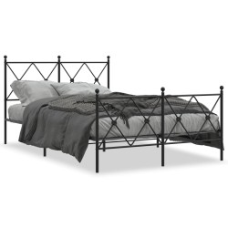 vidaXL Estructura de cama con cabecero y pie metal negro 120x190 cm