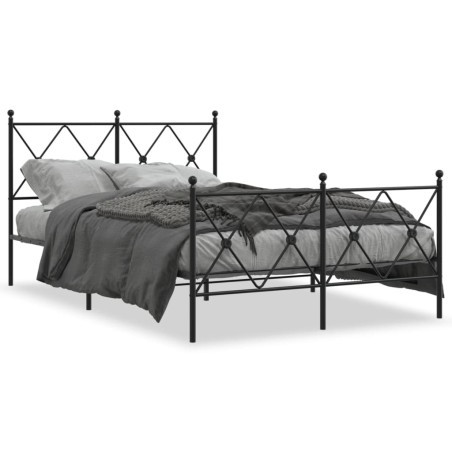 vidaXL Estructura de cama con cabecero y pie metal negro 120x190 cm