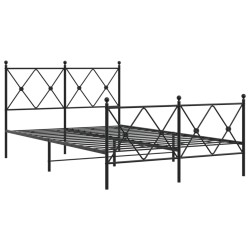 vidaXL Estructura de cama con cabecero y pie metal negro 120x190 cm