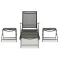 vidaXL Set de muebles de jardín 3 piezas textilene aluminio plateado vidaXL Set de muebles de jardín 3 piezas textilene aluminio plateado