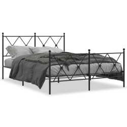 vidaXL Estructura de cama cabecero y estribo metal negro 140x190 cm