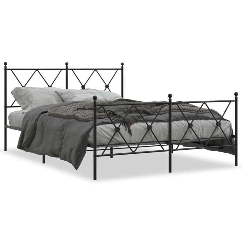 vidaXL Estructura de cama cabecero y estribo metal negro 140x190 cm vidaXL Estructura de cama cabecero y estribo metal negro 140x190 cm