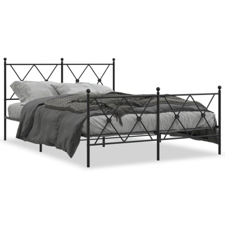 vidaXL Estructura de cama cabecero y estribo metal negro 140x190 cm