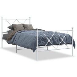 vidaXL Estructura cama metal con cabecero y pie cama blanca 90x200 cm