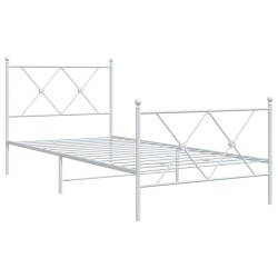 vidaXL Estructura cama metal con cabecero y pie cama blanca 90x200 cm