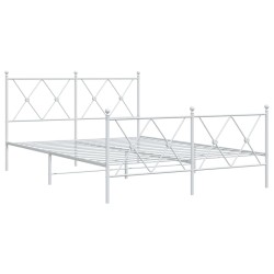 vidaXL Estructura cama metal cabecero y estribo blanco 140x190 cm
