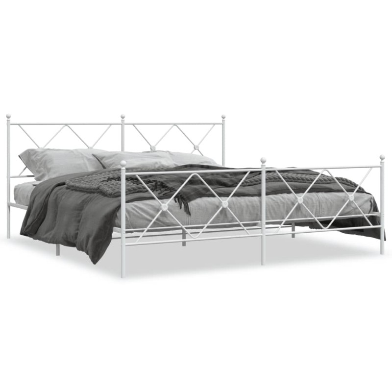 vidaXL Estructura cama metal con cabecero y pie cama blanco 183x213 cm vidaXL Estructura cama metal con cabecero y pie cama blanco 183x213 cm