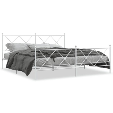 vidaXL Estructura cama metal con cabecero y pie cama blanco 183x213 cm