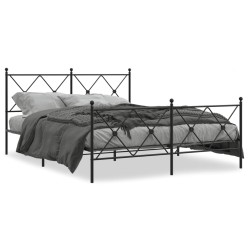 vidaXL Estructura de cama cabecero y estribo metal negro 150x200 cm